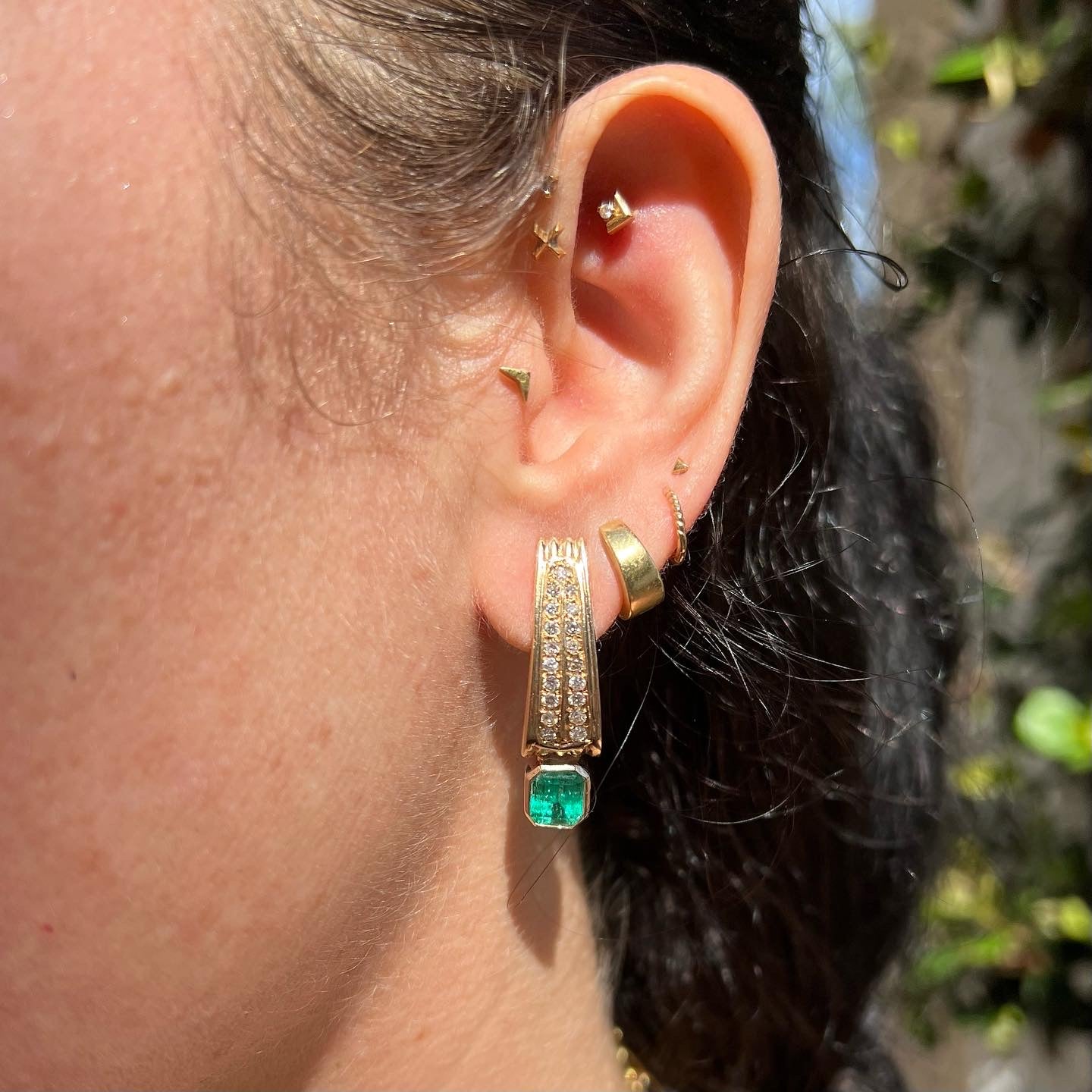 2.20 carat Colombian Emerald 18k Earrings with 0.75 carats of diamonds